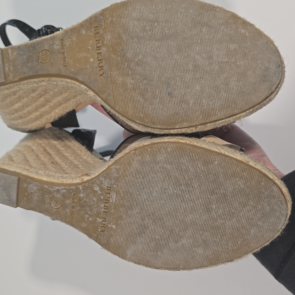 Burberry Plaid Wedge Sandals Espadrilles Size 39 with Box - Picture 7 of 16